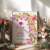 Boheemse roze rozen wilde bloemen lente afstuderen poster