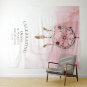 Boheemse Roze Scharlaken Waterverf Droomvanger Wandkleed (In Situ (horizontaal))