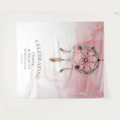 Boheemse Roze Scharlaken Waterverf Droomvanger Wandkleed (Voorkant (horizontaal))