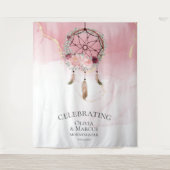 Boheemse Roze Scharlaken Waterverf Droomvanger Wandkleed (Voorkant)