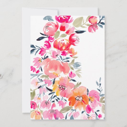 Boheemse roze waterverf bloemen baby shower kaart (Achterkant)