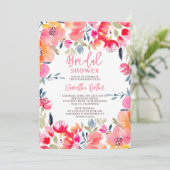 Boheemse roze waterverf bloemen vrijgezellenfeest kaart (Staand voorkant)