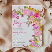 Boheemse roze wilde bloemen lente baby shower kaart
