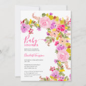 Boheemse roze wilde bloemen lente baby shower kaart (Voorkant)