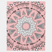 Boheemse Roze Zwarte Tribal Azteekse Hipster Manda Fleece Deken (Voorkant)