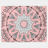 Boheemse Roze Zwarte Tribal Azteekse Hipster Manda Fleece Deken (Voorkant (Horizontaal))
