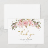 Boheemse rozen bloeien roze bloemengoud bedankkaart (Voorkant / Achterkant)