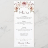 Boheemse Rozen Bruiloft Menu (Voorkant)