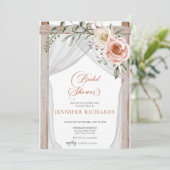 Boheemse Rustic | Vintage Rose Bruiloftsborrel Kaart (Staand voorkant)