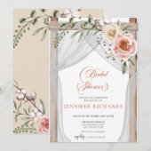 Boheemse Rustic | Vintage Rose Bruiloftsborrel Kaart (Voorkant / Achterkant)
