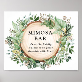 Boheemse Rustieke Groene Mimosa Bar Bruiloft Poster