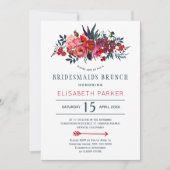 Boheemse rustieke rode marine bloemen bruidsmeisje kaart (Voorkant)