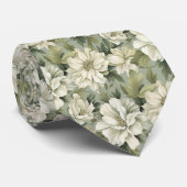 Boheemse salie groene bloemen stropdas (Opgerold)