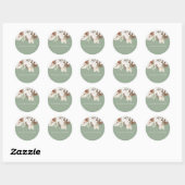 Boheemse Salie Moderne Bloemen Bruiloft Naam Ronde Sticker (Vel)