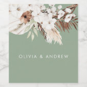 Boheemse Salie Moderne Bloemen Bruiloft Naam Wijn Etiket (Enkel label)