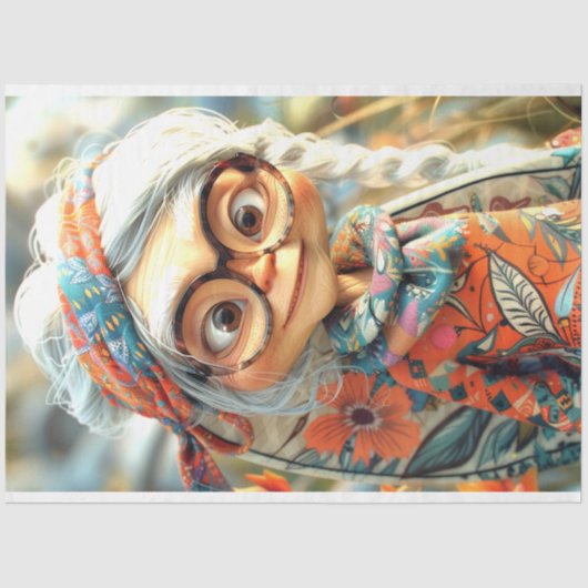 Boheemse Salie Oma Hippie Decoupage Tissuepapier (Voorkant)