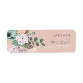 Boheemse saliegroene en blush chic bloemige bloeme etiket
