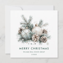 Boheemse saliegroene kerstbal Bedrijfs- Feestdagenkaart