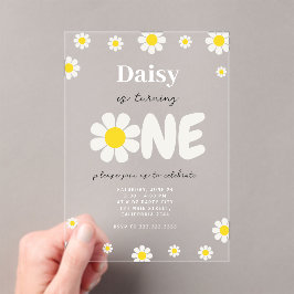 Boheemse Schattigee bloemen Modern Daisy 1e verjaa Acryl Uitnodigingen