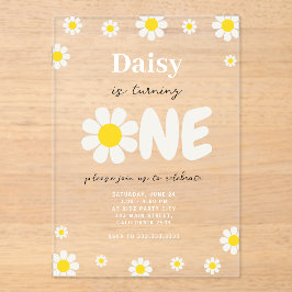 Boheemse Schattigee bloemen Modern Daisy 1e verjaa Acryl Uitnodigingen