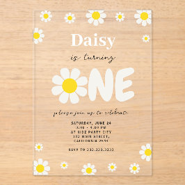 Boheemse Schattigee moderne Daisy Flowers 1e verja Acryl Uitnodigingen