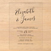 Boheemse Script Calligrafie Bruiloft Acryl Uitnodigingen (Voorkant)