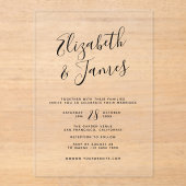 Boheemse scriptkalligrafie bruiloft acryl uitnodigingen (Voorkant)