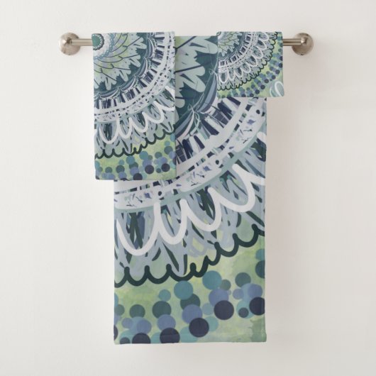 Boheemse Shabby Chic Mandala Stip Art Design Bad Handdoek (Insitu)