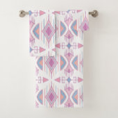 Boheemse stampijlen, blauw, roze, perzik bad handdoek (Insitu)