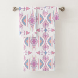 Boheemse stampijlen, blauw, roze, perzik bad handdoek