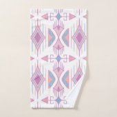 Boheemse stampijlen, blauw, roze, perzik bad handdoek (Handdoek)