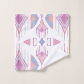 Boheemse stampijlen, blauw, roze, perzik bad handdoek (Wasdoekje)