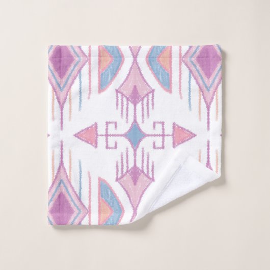 Boheemse stampijlen, blauw, roze, perzik bad handdoek (Wasdoekje)