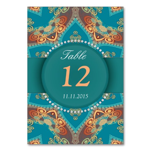 Boheemse ster bruiloft receptie tafel nummer Kaart (Achterkant)