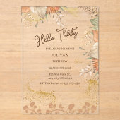 Boheemse stijl 30ste verjaardag acryl uitnodigingen (Voorkant)