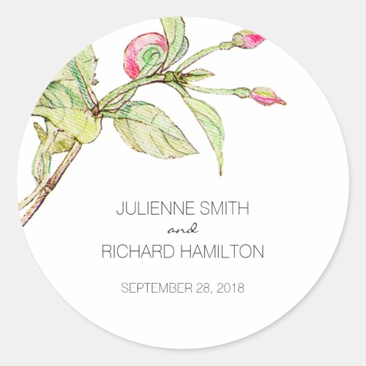 Boheemse stijl bloemenbruiloft gunst Sticker (Voorkant)