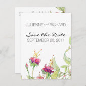 Boheemse stijl Bloemenbruiloft Save the Date Aankondigingskaart (Voorkant / Achterkant)