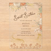 Boheemse stijl lieve 16 verjaardagsfeestje acryl uitnodigingen (Voorkant)