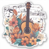 Boheemse stijl muzikale gitaar waterdicht sticker (Voorkant)
