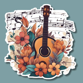 Boheemse stijl muzikale gitaar waterdicht sticker