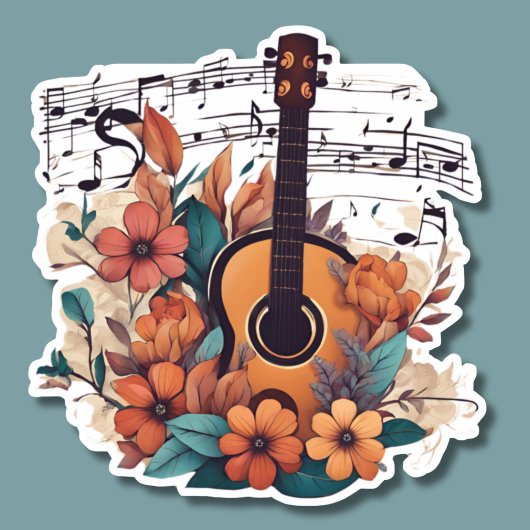 Boheemse stijl muzikale gitaar waterdicht sticker