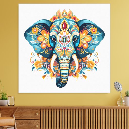 Boheemse stijl olifant canvas afdruk (Insitu (Woonkamer))