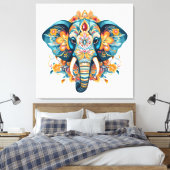 Boheemse stijl olifant canvas afdruk (Insitu (Slaapkamer))