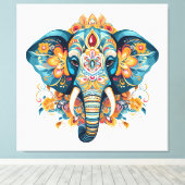 Boheemse stijl olifant canvas afdruk (Insitu (Houten vloer))