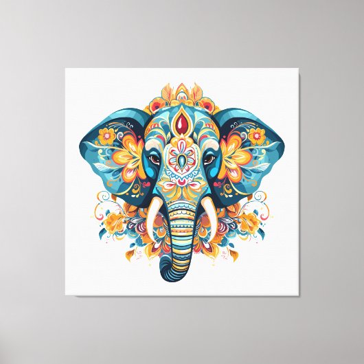Boheemse stijl olifant canvas afdruk (Voorkant)
