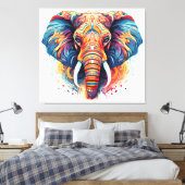 Boheemse stijl olifant canvas afdruk (Insitu (Slaapkamer))