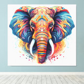 Boheemse stijl olifant canvas afdruk (Insitu (Houten vloer))
