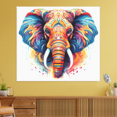 Boheemse stijl olifant canvas afdruk (Insitu (Woonkamer))