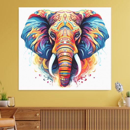 Boheemse stijl olifant canvas afdruk (Insitu (Woonkamer))