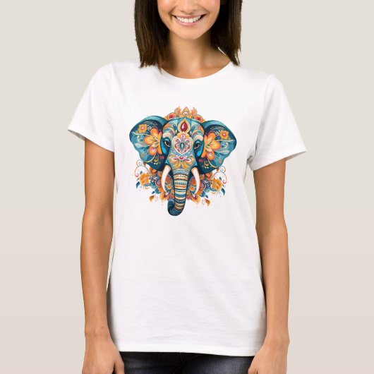 Boheemse stijl olifant t-shirt (Voorkant)